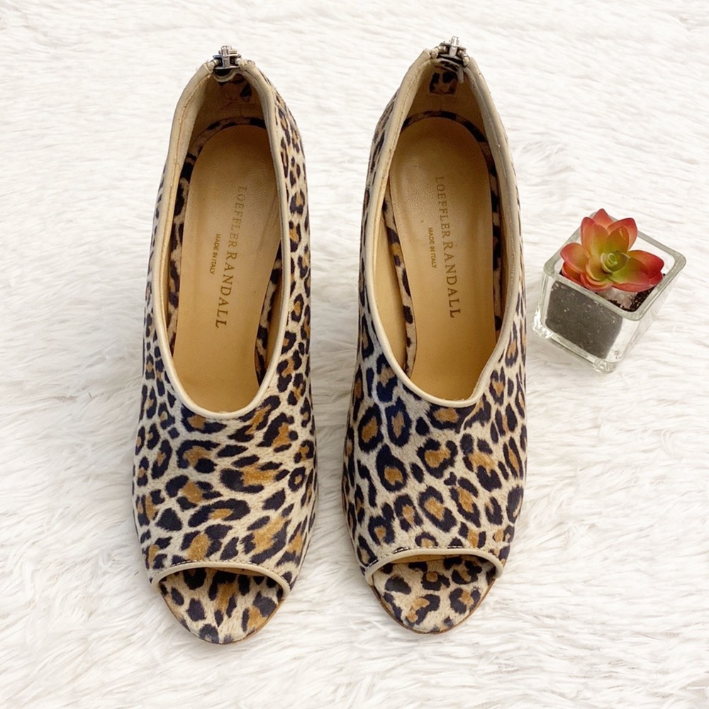 LOEFFLER RANDALL | Leopard print peep toe heel ankle bootie women SIZE 8… - Picture 4 of 9